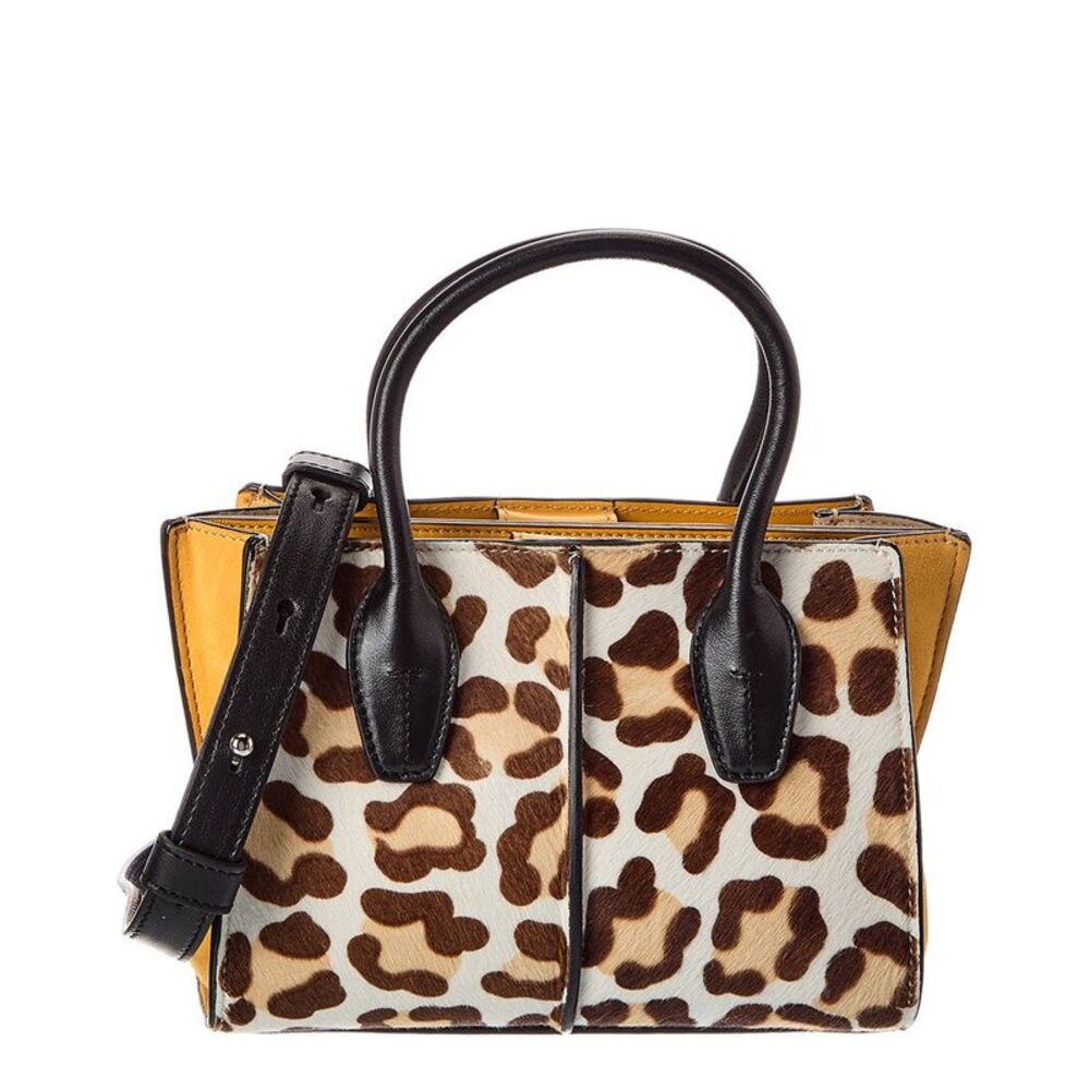 Tods Logo Mini Haircalf & Suede Tote